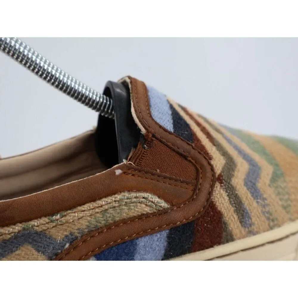 UGG X Pendleton Women's Sz 7 Fierce Slip On Shoes Brown Fabric Chevron Round Toe
